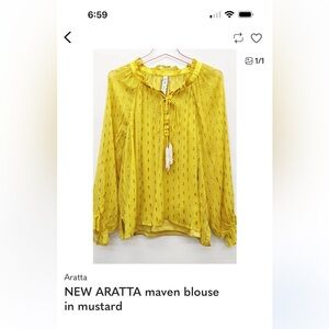 Aratta Mustard Blouse S with tags